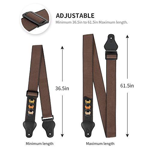 BestSounds Sangle de guitare 100 % coton, 3 logements de médiators, pour guitares basse et électriques marron - Les Beatles, Paul McCartney, John Lennon, RIngo Starr, George Harrison BestSounds Sangle de guitare 100 % coton, 3 logements de médiators, pour guitares basse et électriques marron – Image 4