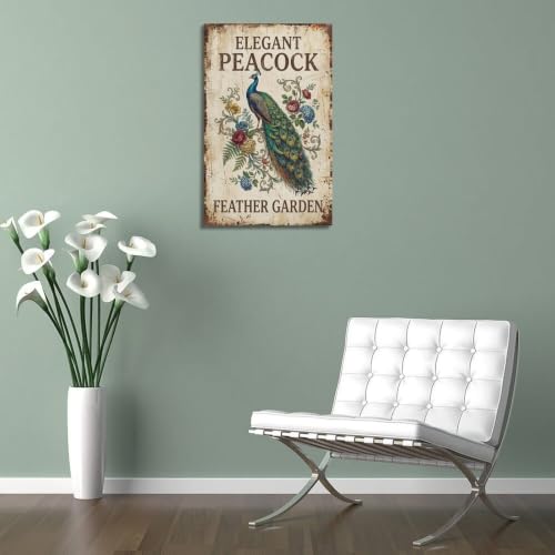 Poster botanique plume de paon design moderne chic grand format - 5