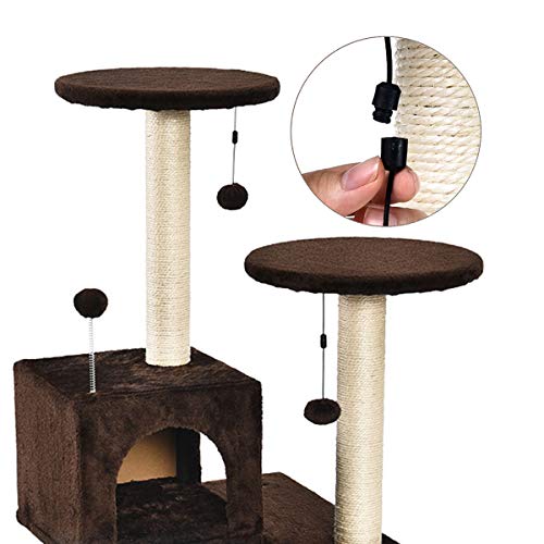 Amazon Basics Large Dual Platform Cat Condo Tree Tower - 19 X 50 X 19 Inches, Dark Brown #TOP7