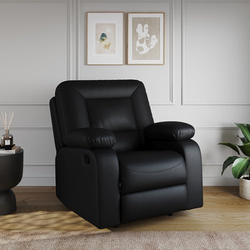Image of Amazon Brand - Solimo Elysium | Single Seater Sofa Recliner | Manual Recliner (Leatherette Black)