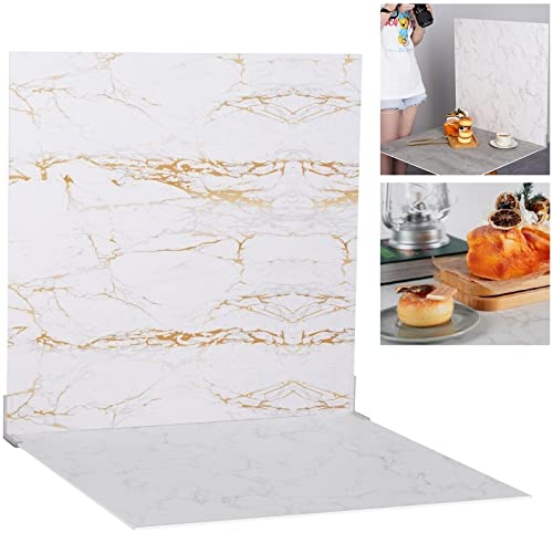 Selens Fond de tableau 60 x 60 cm Kit photographie Texture de marbre blanc, vertical de table plate pour studio photo Flat Lay Produits Petits accessoires alimentaires Bijoux Cosmétiques Cover