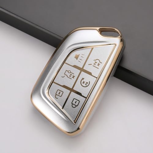 Image of Tpu key fob cover Compatible with Cadillac 2020 2022 CT5 CT6 XTS XT4 XT5 XT6 ATS Escalade ESV accessories keychain (gold)