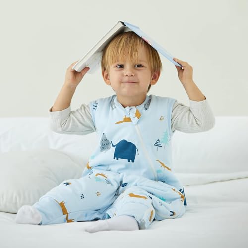 Image of Duomiaomiao 2.5 TOG Toddler Sleep Bag 24-36 Months Cotton Winter Side Open Zipper Baby Sleep Sack with Feet, Warm Toddler Wearable Blanket