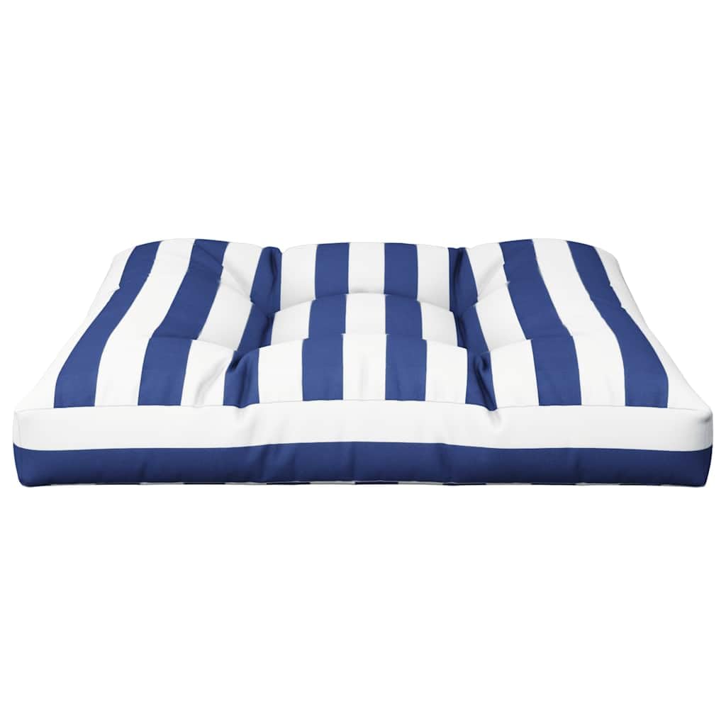 Cuscino per pallet, 80 x 80 x 12 cm, blu e bianco, a righe, per mobili in pallet e divano da giardino, comodo cuscino in tessuto robusto per esterni e interni, grande cuscino da pavimento