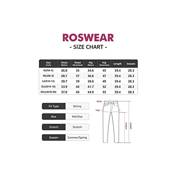 roswear-Womens-Ripped-Mid-Rise-Frayed-Hem-Denim-Stretchy-Skinny-Jeans roswear Women's Ripped Mid Rise Frayed Hem Denim Stretchy Skinny Jeans Black M