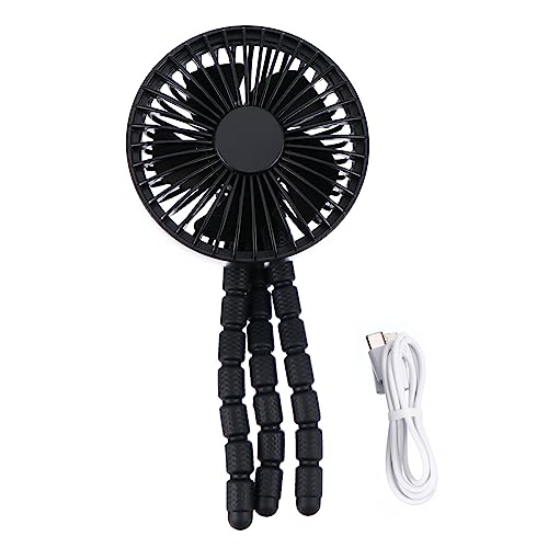 Housoutil Silent Rechargeable Stroller Fan 3 Gear Speed Mini Outdoor Fan for Baby Desk Car and Travel