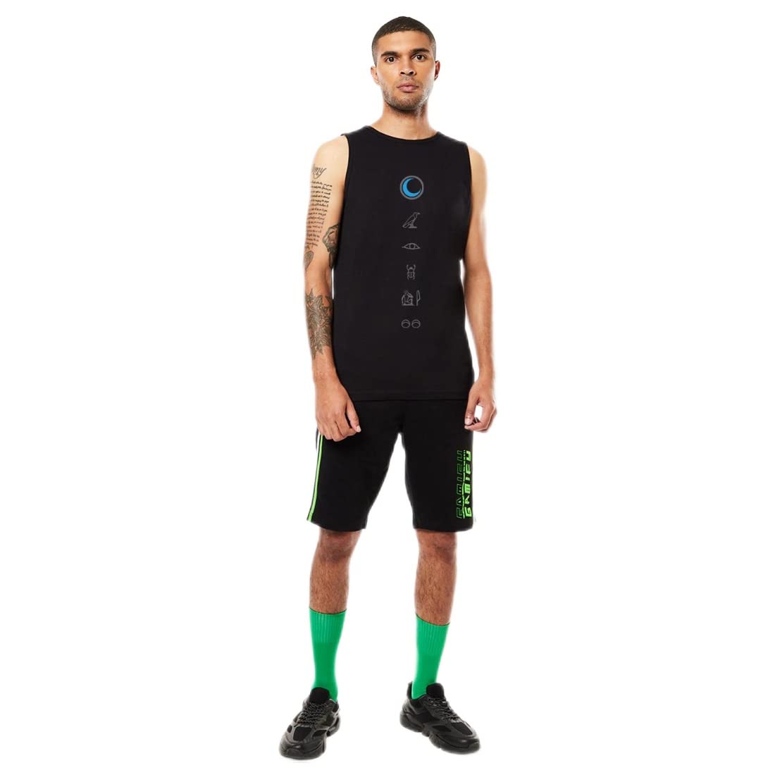 bewakoof Men Lost Mountains Graphic Print Black Sleeveless Round Neck Vest-picture-10