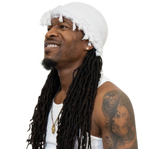 Image of Superior Halo Turban Silk Satin Lined Head Wrap, Pre-Tied Tassel Turban for Men & Women, Turban Durag Wave Cap (White)