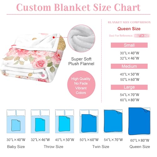 Image of Personalized Baby Blanket with Name, Custom Name Blanket for Kids Soft Flanne Blankets in Easter Personalized Baby Gifts for Infant Newborn Shower (White)