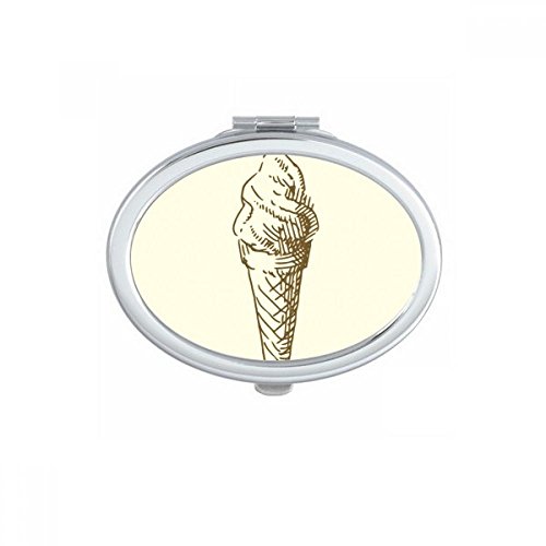 Miroir de maquillage compact portable ovale mignon marron