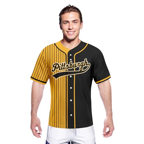 Camiseta personalizada de béisbol con rayas bicolor, nombre de equipo y número, para fans de softbol para hombres, mujeres y niños miniatura 3