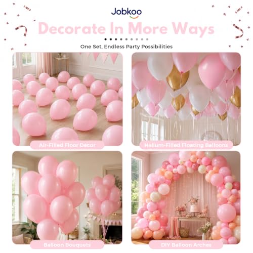 Image of Jobkoo Pastel Pink Balloons 12 Inch, 50Pcs Baby Light Pink Latex Balloon