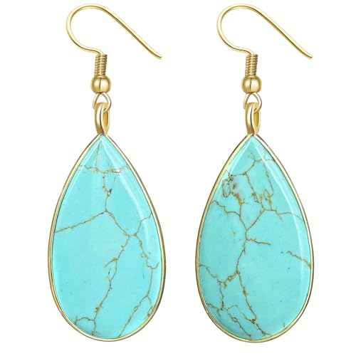 Turquoise Earrings, Gold Dangle Earrings for Women, Boho Earrings for Womens Western Jewelry, December Birthstone Earrings for Her