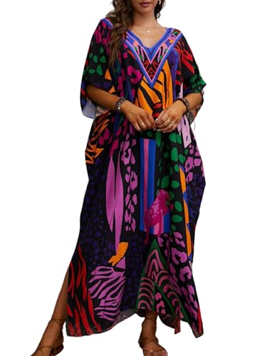 Image of Kaftan Dresses for Women Plus Size Summer Beach Dress with Print and Swim Cover Ups
