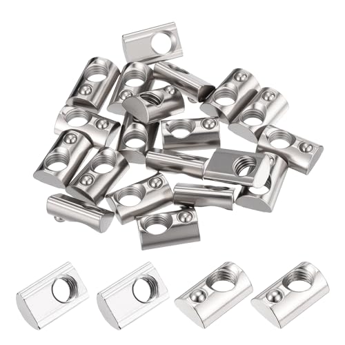 Kozelo 20Pcs Half Round t Spring Elastic Nut M10-1.5 4545 Series Silver