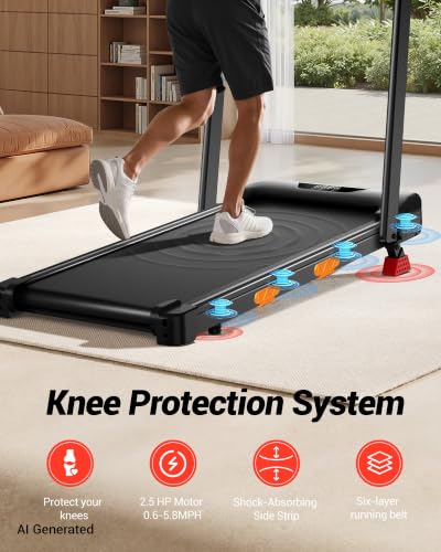 Image of LONTEK 15% Incline Walking Pad Treadmill, Foldable Treadmills for Home | Compact, 2.5HP Brushless, Foldable Treadmill, Portable Treadmill, Home Office, Reomte Control, 300Lbs Weight Capacity