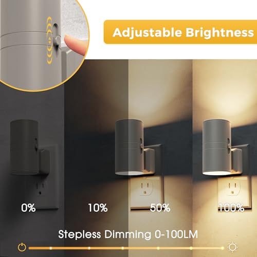 Image of L LOHAS LED Night Light Plug in, Night Lights Plug into Wall, Light Sensor, Cement Gray Housing, Soft White Nightlight, 100LM Dimmable Nightlights for Hallway Bedroom Bathroom, 2 Pack