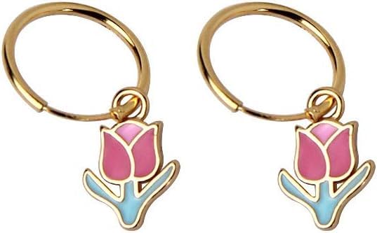 El Regalo Cute Pink Flower Tulip Hoop Earrings- Small Huggie Hoops with Pink Enameled Tulip Flower Charm- Fashion Earrings for Girls/Women (B0D7M7GZHS) Amazon Price History, Amazon Price Tracker