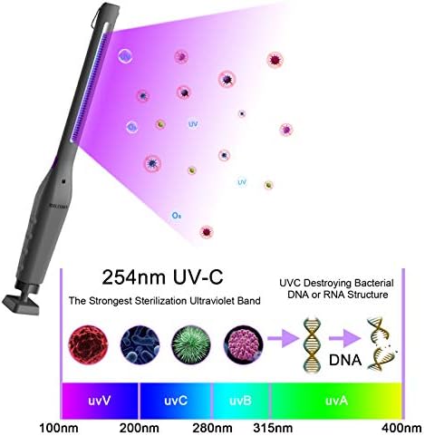 MXLEGNT UV Light Sterilizer Ultraviolet Disinfection Lamp Portable 254nm Sterilization USB Rechargeable Anti-Bacterial Lamp (Gray, UVC+Ozone)