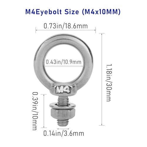 Sliverdew 548238_2_UIMJ4YVF 10 Pack M4 Eyebolt With Nut thumb #1