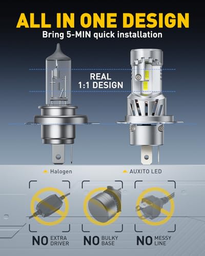 Image of AUXITO 9003 H4 LED Bulb, 900% Brighter, 3 Min Quick Install, 20 Years Lifespan, No Flicker, 99% Compatibility