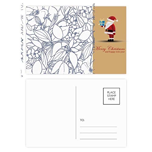 Cartes postales dessin de ligne à offrir, collection plantes abstraites et Père Noël