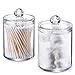 Qtip Dispenser Q-tip Holder Apothecary Jars Bathroom,Premium Quality Clear Plastic Acrylic Container for Q-Tips,Cotton Swab,Cotton Ball,Cotton Rounds,Floss Picks |Small,10 oz,Set of 2