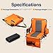 VIVOHOME 35W Padded Heating Stadium Seats with 20000mAh Power Bank, 2 Pack Heated Bleacher Chairs with Back Support, 3 Levels of Heat, Comfortable for Various Sports Events, Orange and Gray