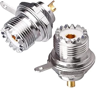 TUOLNK UHF SO239 Bulkhead Female Panel Chassis Mount Flange Solder Cup PL259 RF Coaxial Connector Coax Antenna Adapter Pack of 2
