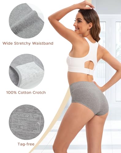 Image of INNERSY Womens Underwear Cotton Briefs Postpartum High Waisted Panties 5 Pack