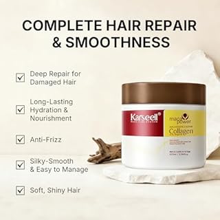 Karseell Collagen Hair Mask, 100ml Deep Repair Conditioning Treatment, Travel Size, for Dry Damaged Hair