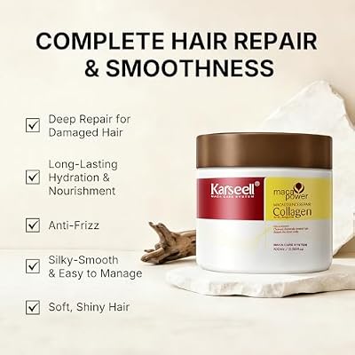 Karseell 3.38floz 100ml Collagen Hair Treatment Deep Repair Conditioning Argan Oil Collagen Hair Mask Essence for Dry Damaged Hair All Hair Types