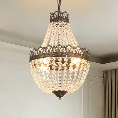 meibeileil Lustre Vintage En Cristal,Suspension Luminaire Chambre E14 Avec ChaîNe RéGlable...