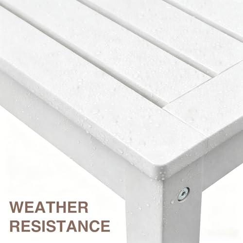 Image of Psilvam 47 inch Backless Outdoor Bench for 2-Person, 700 LBS Capacity, White