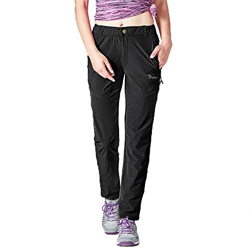 Gopune Women's Hiking Pants Outdoor Lightweight Quick Dry Water Resistant (Black,L) #TOP1