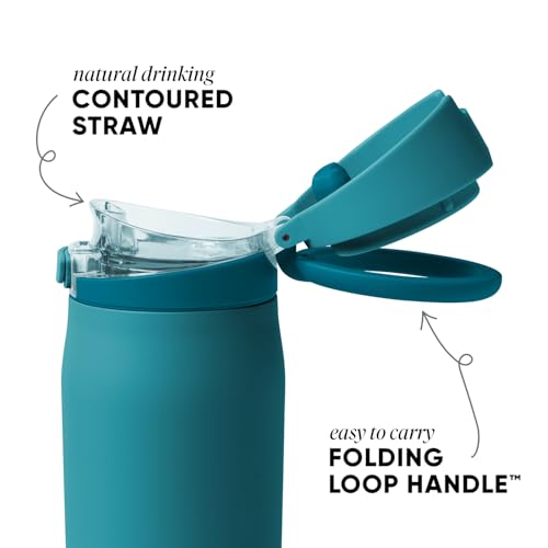 Image of Simple Modern Water Bottle with Straw & Handle | 30oz | Teal | Mesa Loop Insulated Water Bottle for School, Sports, Travel | Leak Proof, Stainless Steel | Maui