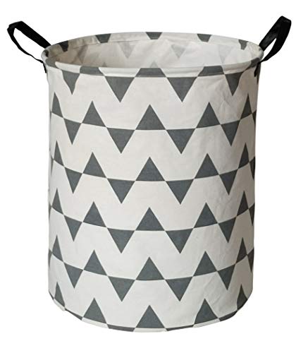 HUAYEE 19.6 Inches Large Laundry Basket Waterproof Round Cotton Linen Collapsible Storage bin
