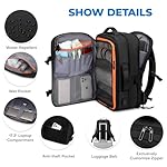 Carry On Travel Backpack for Airplanes | 35L Suitcase Backpack Luggage Business Weekender Bag - Expandable Travel Carry On Flight Approved for Men Women - Black - Image 4