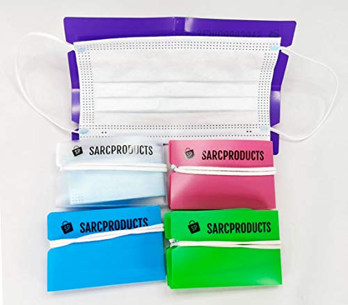 NA SARC Products 5 Estuches para Mascarillas Desechables, Mini Soporte Plegable de Mascarillas Desechables Estuche de Mascarillas a Prueba de Humedad y Polvo (Azul)