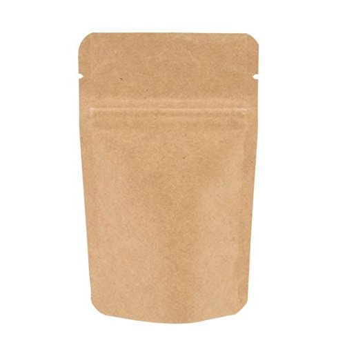 AwePackage Heavy Duty Kraft Paper Self Standing Resealable Zipper Pouch Bags (1 oz- 16 oz) - FDA and USDA compliant (200, 1 Oz)