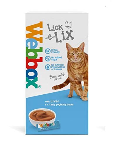 Webbox Lick-e-Lix Unique Tasty Cat Treats Box (All Flavours) 5-7 Treats Per Pack Lick-e-Lix Liver 5 Pack, 5 Pack