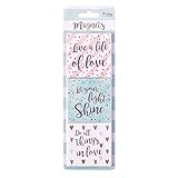 Fridge Magnet Set, Live a Life of Love Decorative Gilded Square Magnets, Set of 3