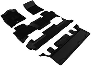 3D MAXpider All-Weather Floor Mats for GMC Yukon (2nd Row Bucket Seat) 2015-2020 Custom Fit Car Floor Liners, Kagu Series (1st, 2nd & 3rd Row, Black)