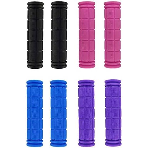 Airsun 4 Pairs Bicycle Handle Bar Grips Mushroom Grips For BMX/MTB/Road Mountain/Boys and Girls Kids Bikes, 4 Colors, Black, Blue, Pink, Purple Cover