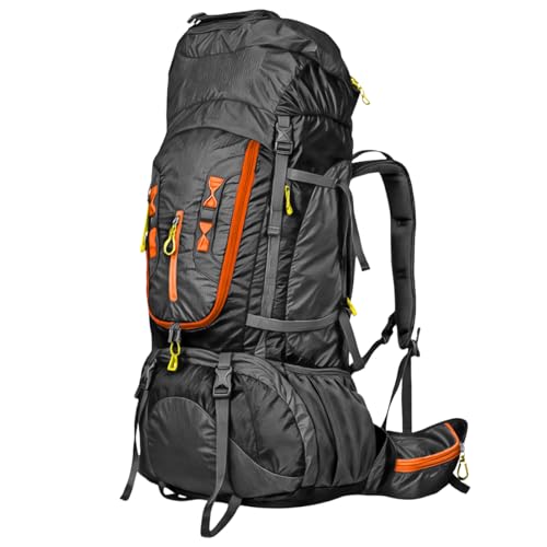 Mochila Cargueira 80L para Camping, Trilha e Viagem – Impermeável, Resistente e Ergonômica com Sistema de Ventilação, Alças Acolchoadas e Múltiplos Compartimentos (Preto)