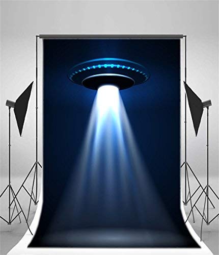 AOFOTO 6x8ft UFO Backdrop Flying Saucer Photography Background Science Fiction Alien Spacecraft Invasion Planet Kid Boy Child Artistic Portrait Photo Shoot Studio Props Video Drop Wallpaper Drape