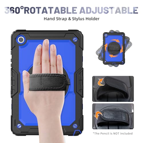 Sibeitu Case for Samsung Galaxy Tab A9 Plus 2023 with Screen Protector Pencil Holder, Galaxy Tab A9+ Plus Case 11 Inch SM-X210/X216/X218 Heavy Duty Shockproof w/ 360 Stand Hand Shoulder Strap | Blue