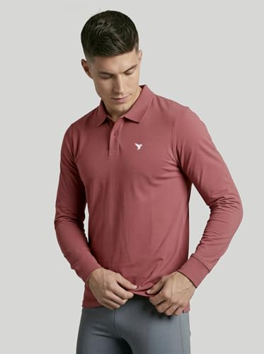 Image of TECHNOSPORT Men's Solid Full Sleeve Polo T-Shirt MATPIQ Quick Dry Slim Fit Sports Tee for Travel Casual Smart Wear UPF50+ Anti Odour