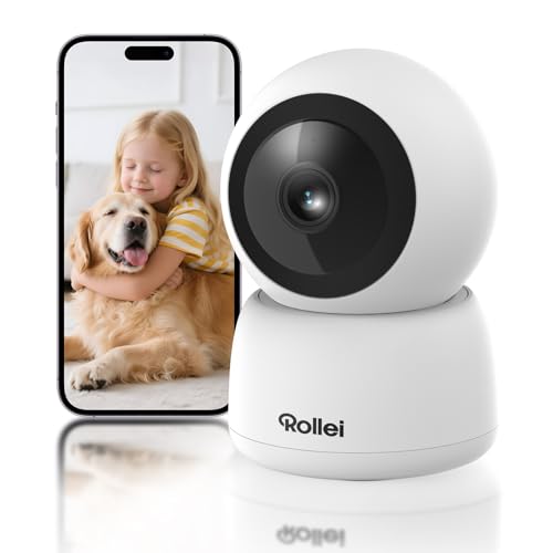 Rollei Überwachungskamera Innen 360° Indoor Security Cam IPC-88 Kamera Überwachung Innen 1080p mit Bewegungserkennung Nachtsicht Zwei-Wege-Audio Überwachungskamera-Kameraüberwachung-Kamera-Überwachung