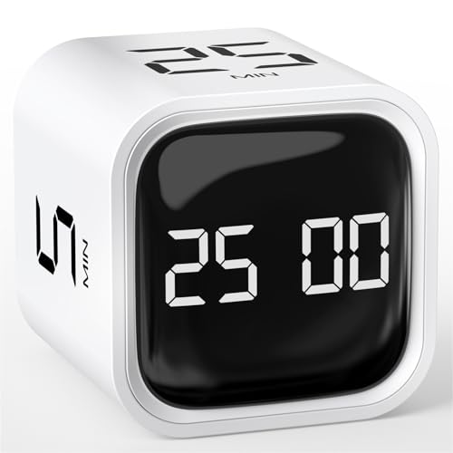 HAUSPROFI Pomodoro Timer Countdown 5|25|10|50 Minute Schwerkraft-Timer Kurzzeitwecker Küche Küchentimer Zeitmanagement-Tool Kinder Adhs Hilfsmittel Arbeit Lernen Sport Kochen Weiß